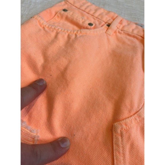 NWT - Zara Distressed Asymmetrical Denim Short Skirt Womens XS Neon Orange - Picture 3 of 7